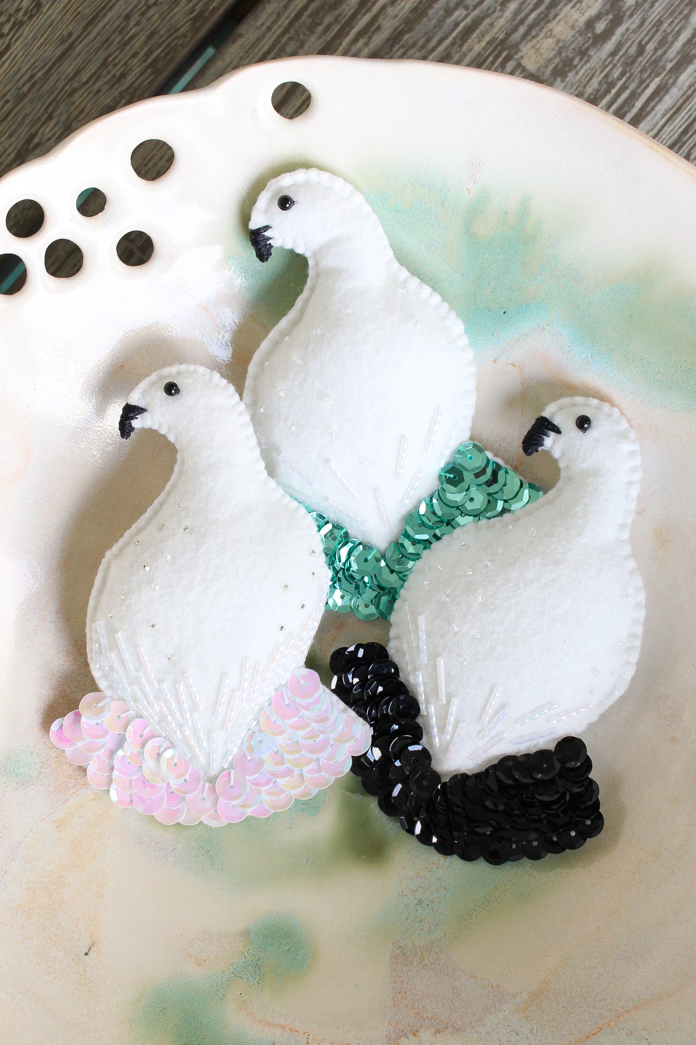 *Digital* Ptarmigan Bird Felt Ornament Pattern