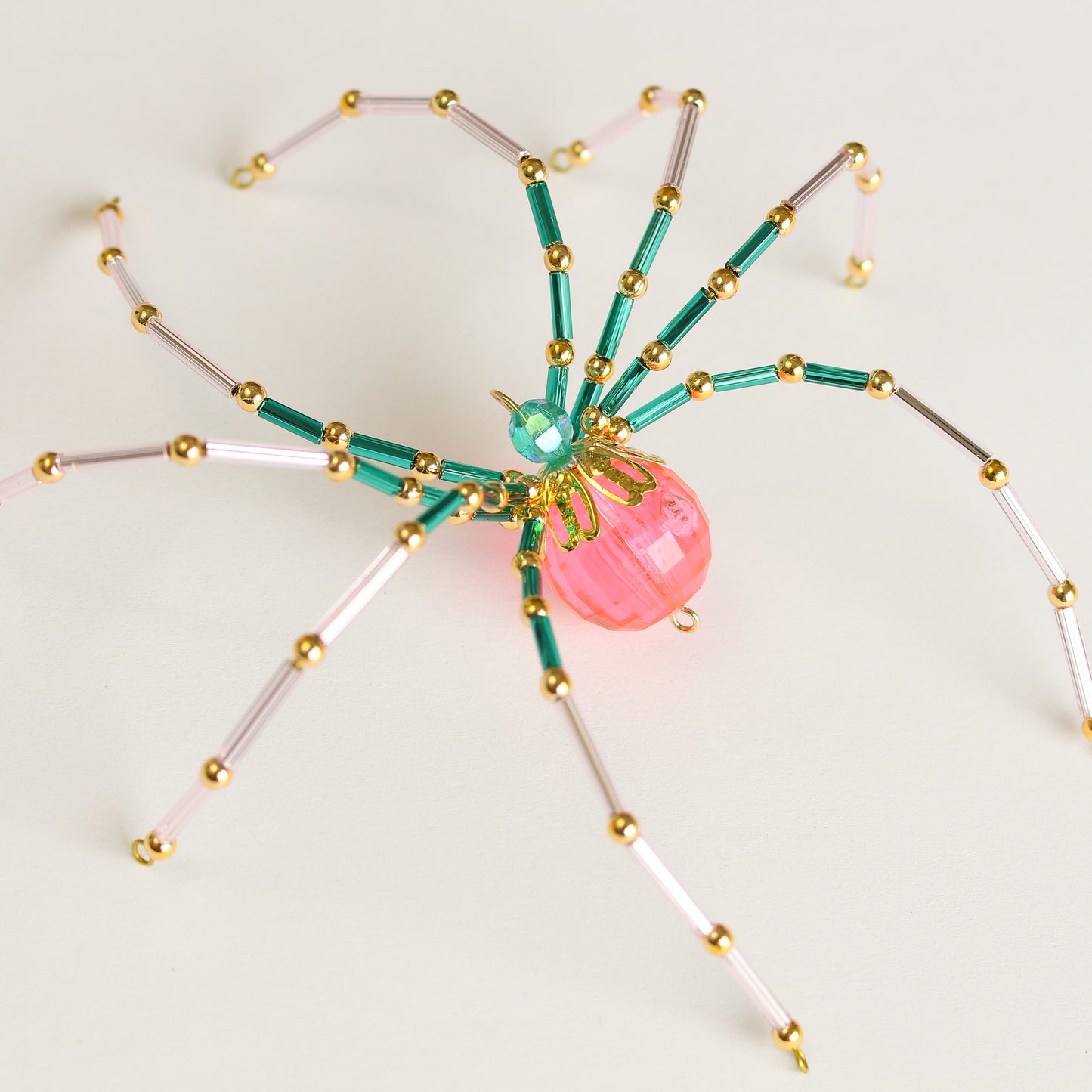 Beaded Spider Christmas Ornament Pink and Turquoise (One of a Kind)