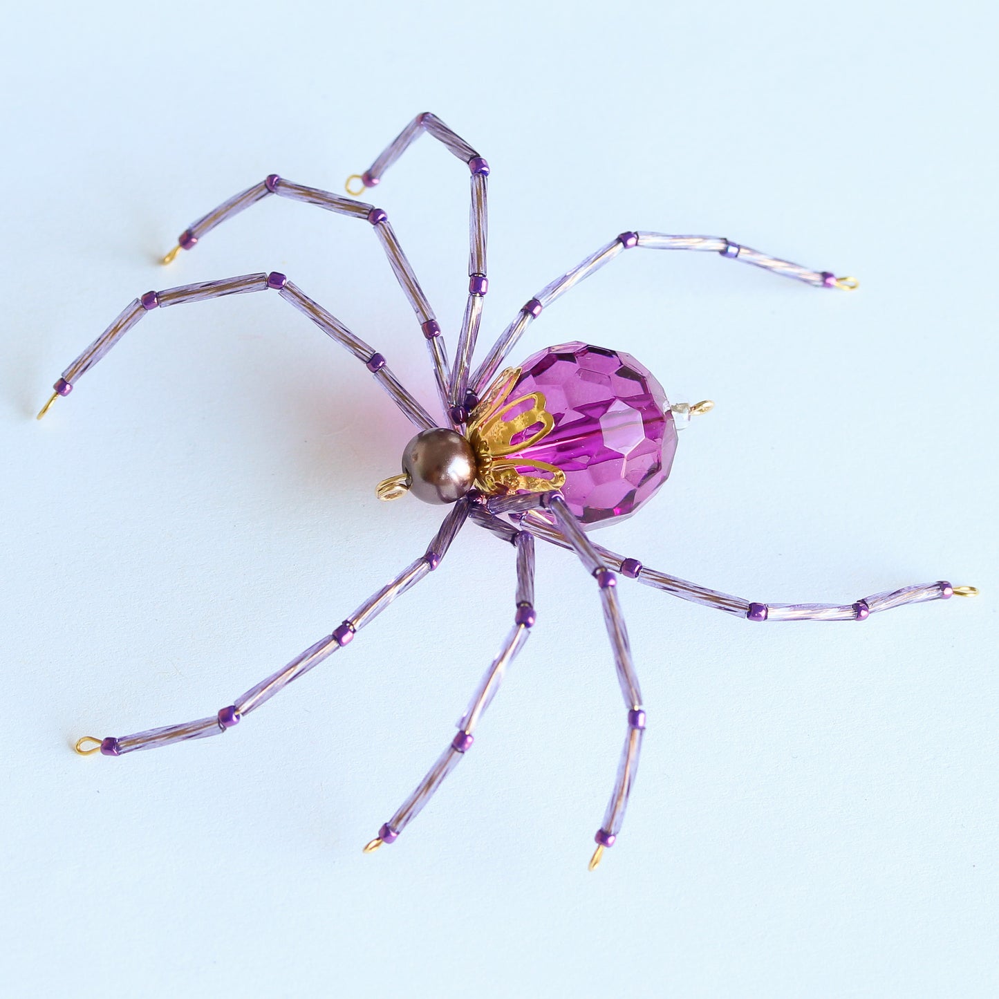Beaded Spider Christmas Ornament Plum and Purples (One of a Kind)