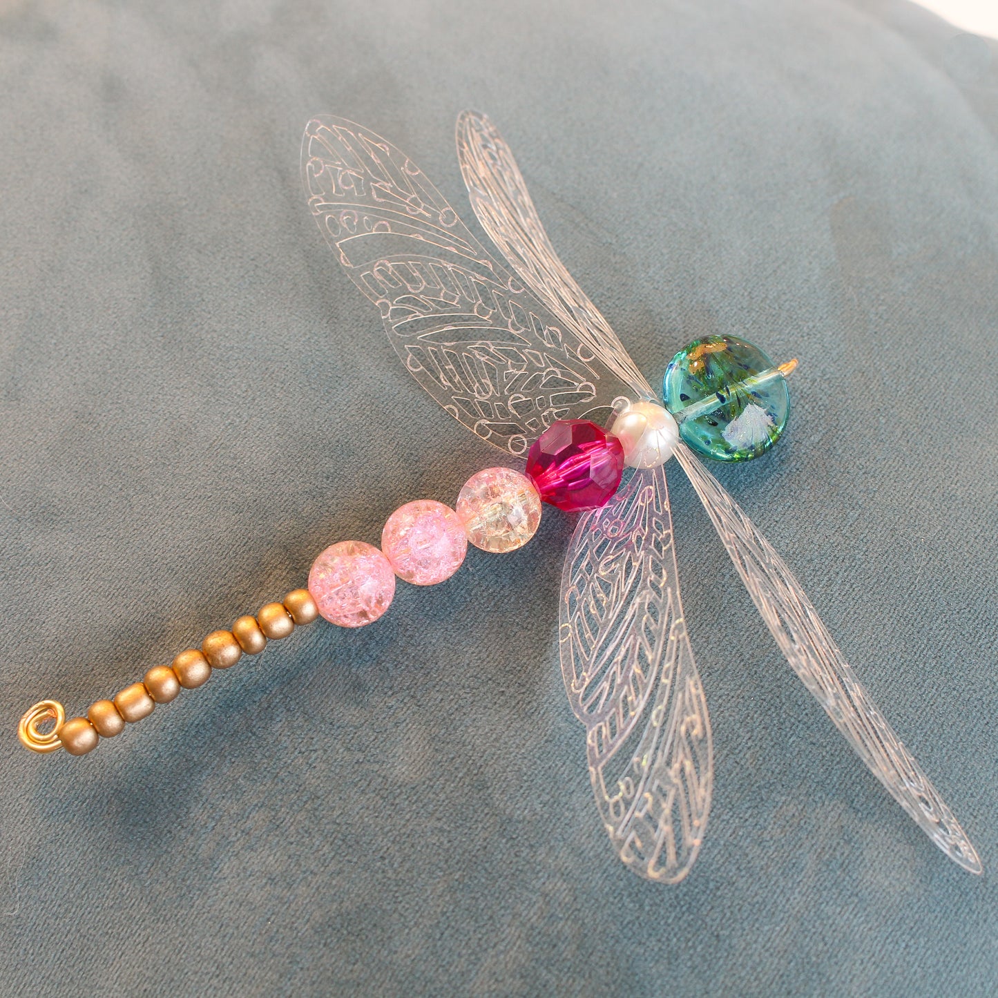 Beaded Spider Christmas Ornament + Matching Dragonfly (CUSTOM FOR AMY - One of a Kind)