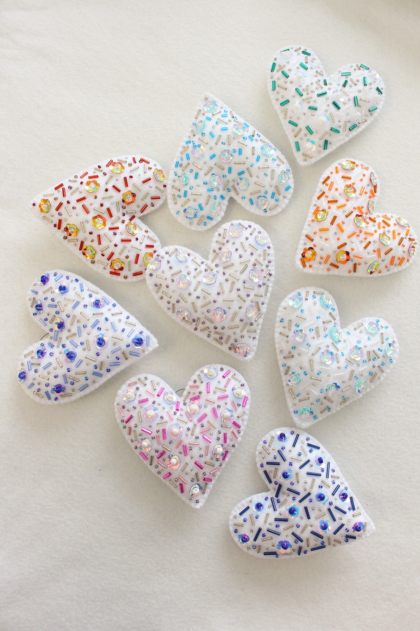 Taylor Swift Eras Tour Inspired Tree Ornament: Felt Heart Ornament with Beading and Sequins - 1989 AQUA