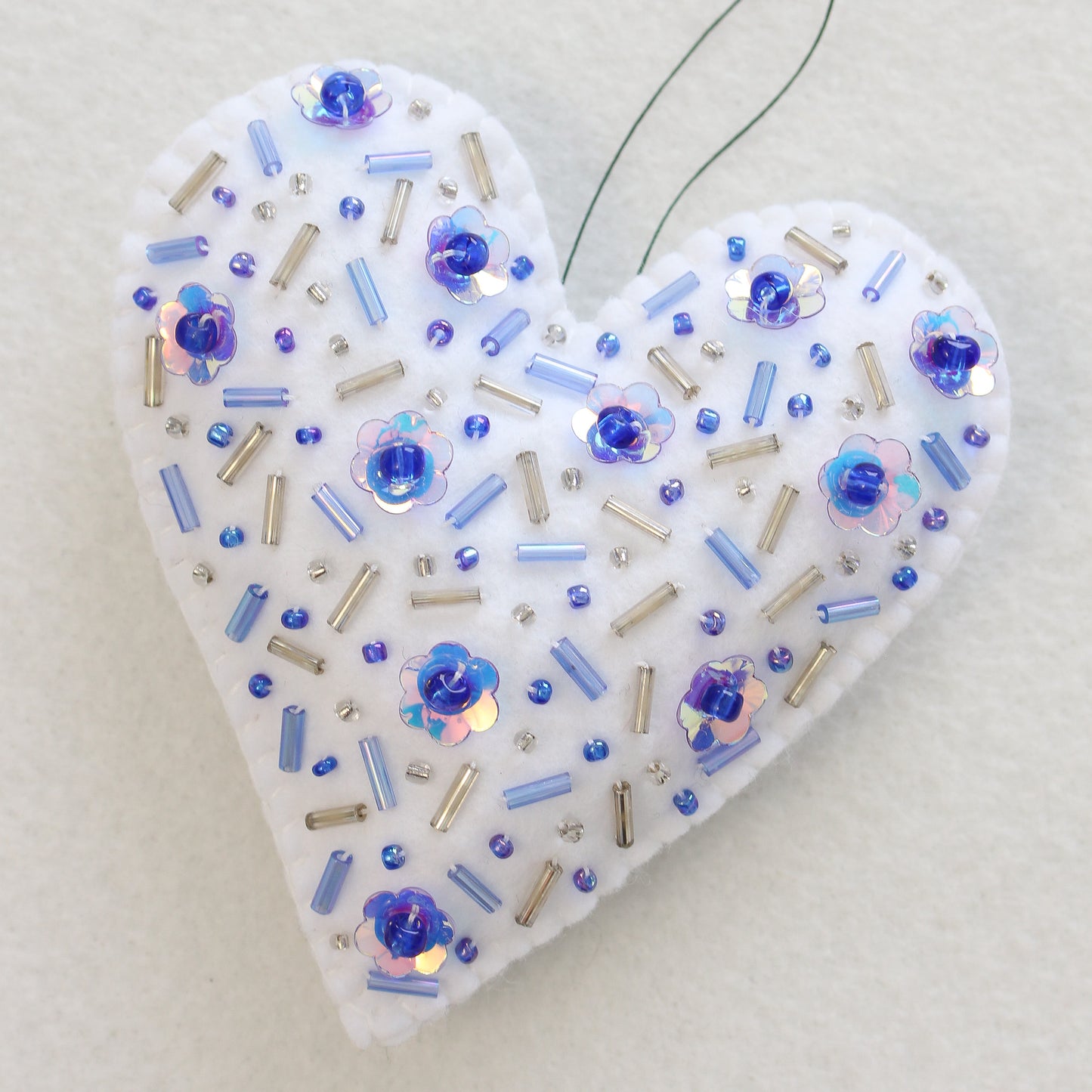 Taylow Swift Eras Tour Inspired Tree Ornament: Felt Heart Ornament with Beading and Sequins - SPEAK NOW VIOLET + INDIGO