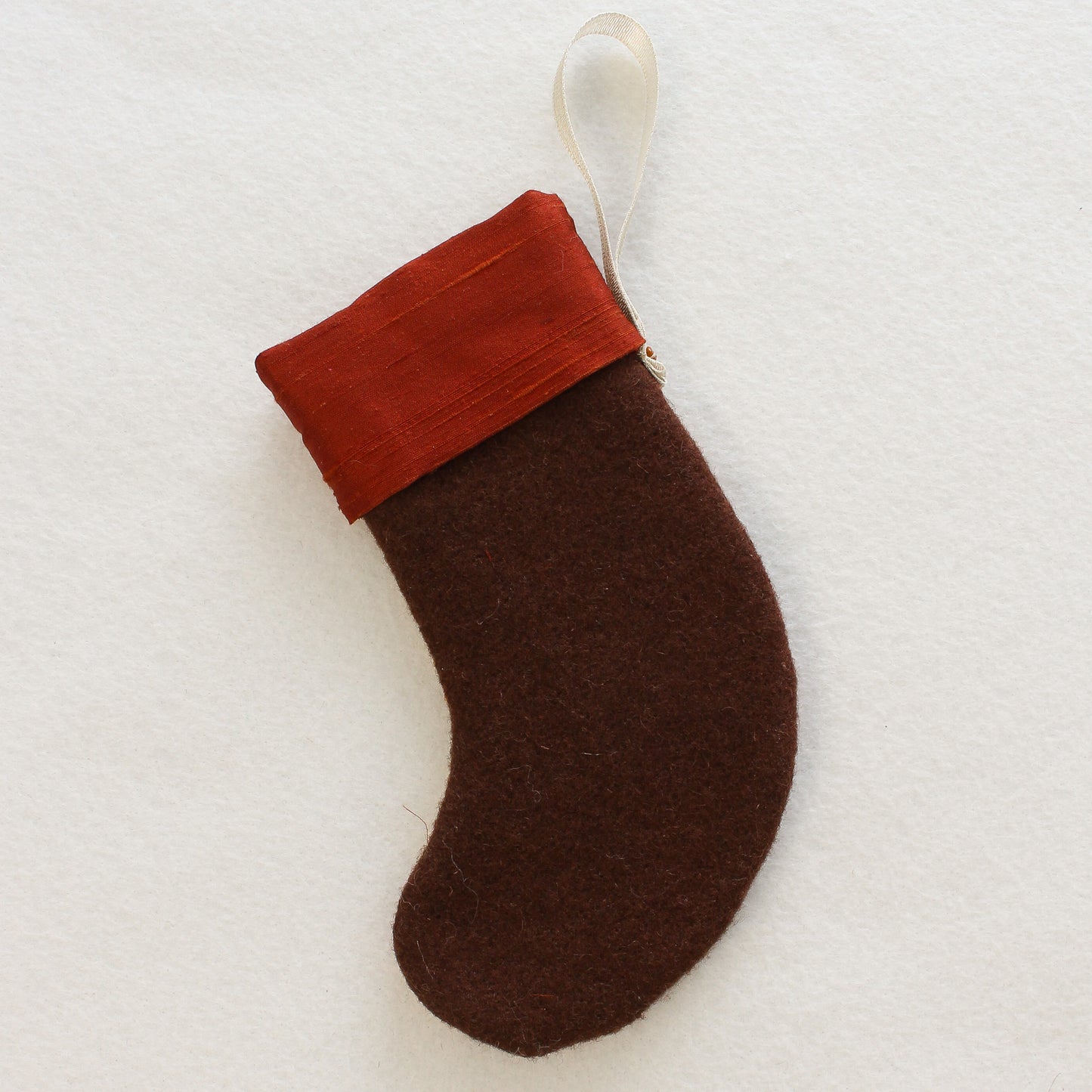 Upcycled Needlepoint Stocking Ornament - Cream Floral (OOAK)