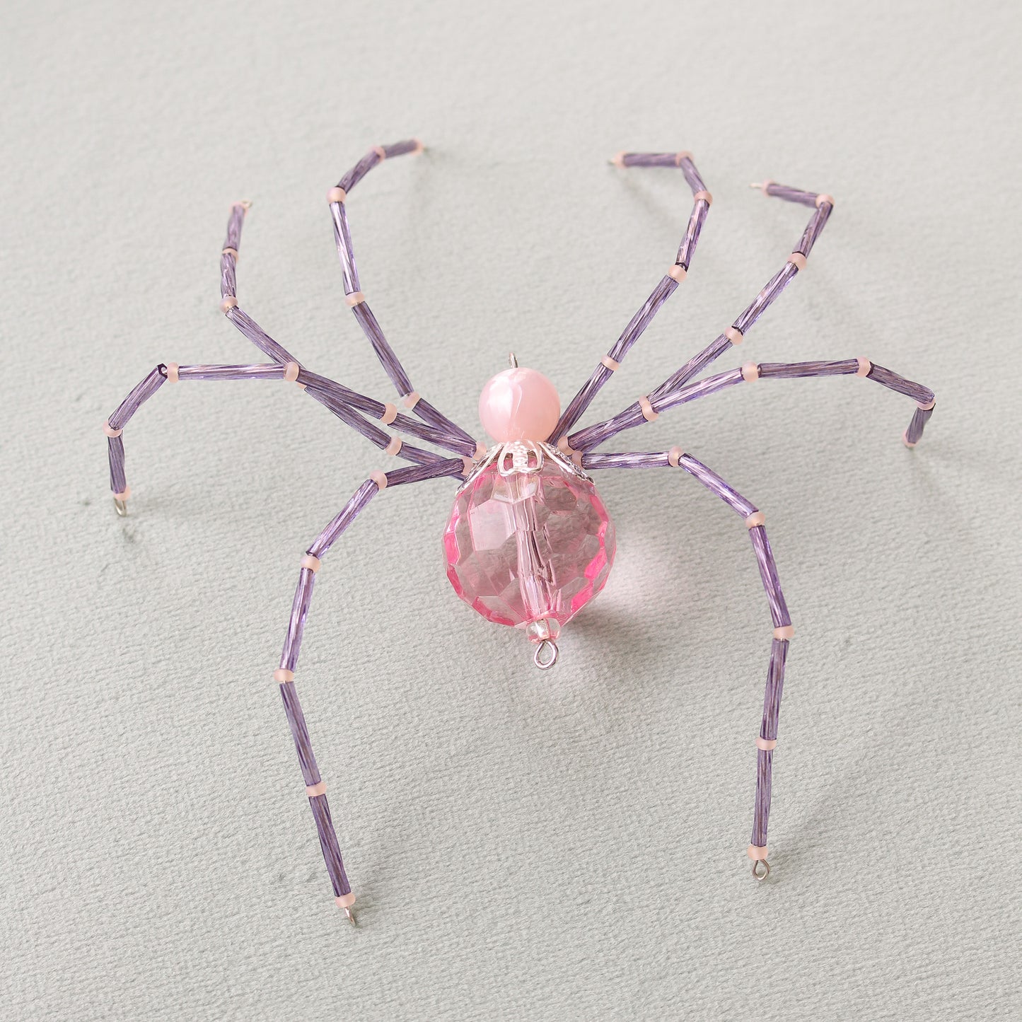 Beaded Christmas Spider Ornament - Pink + Lavender
