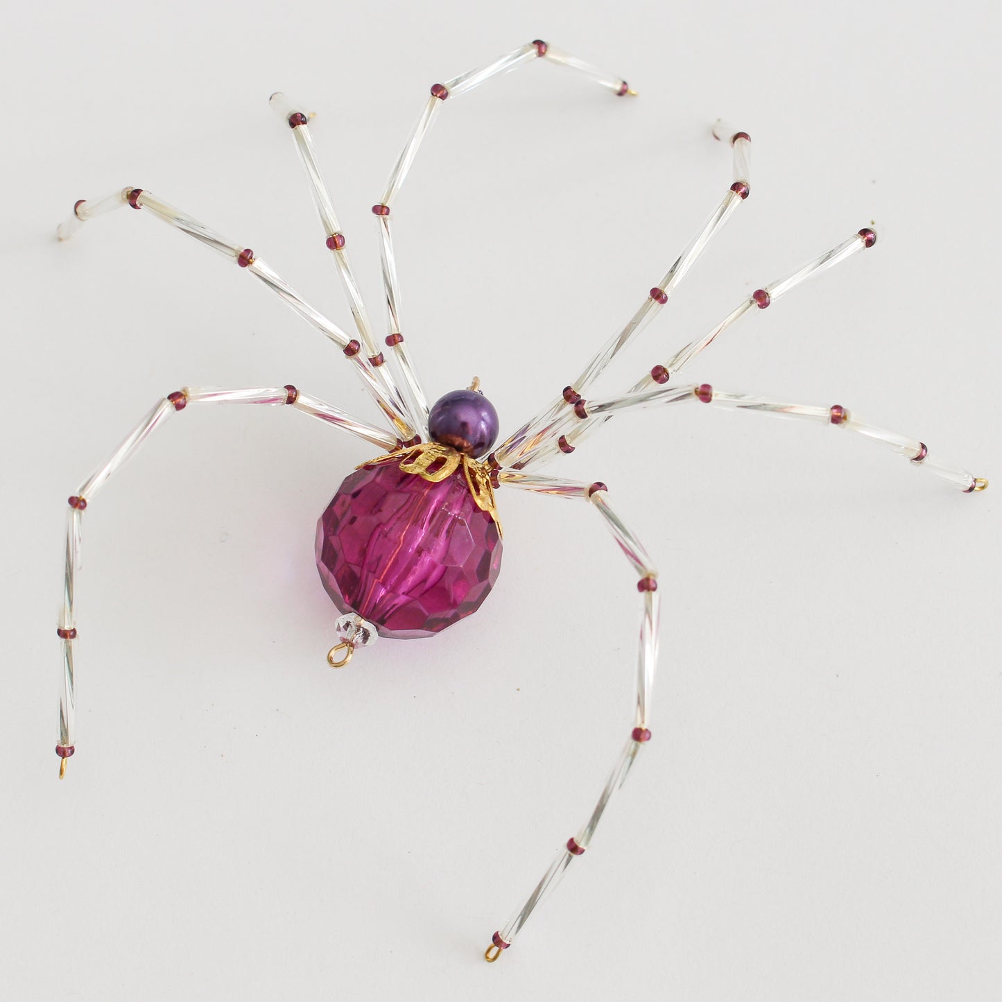 Beaded Spider Christmas Ornament Pearly Purple (One of a Kind)