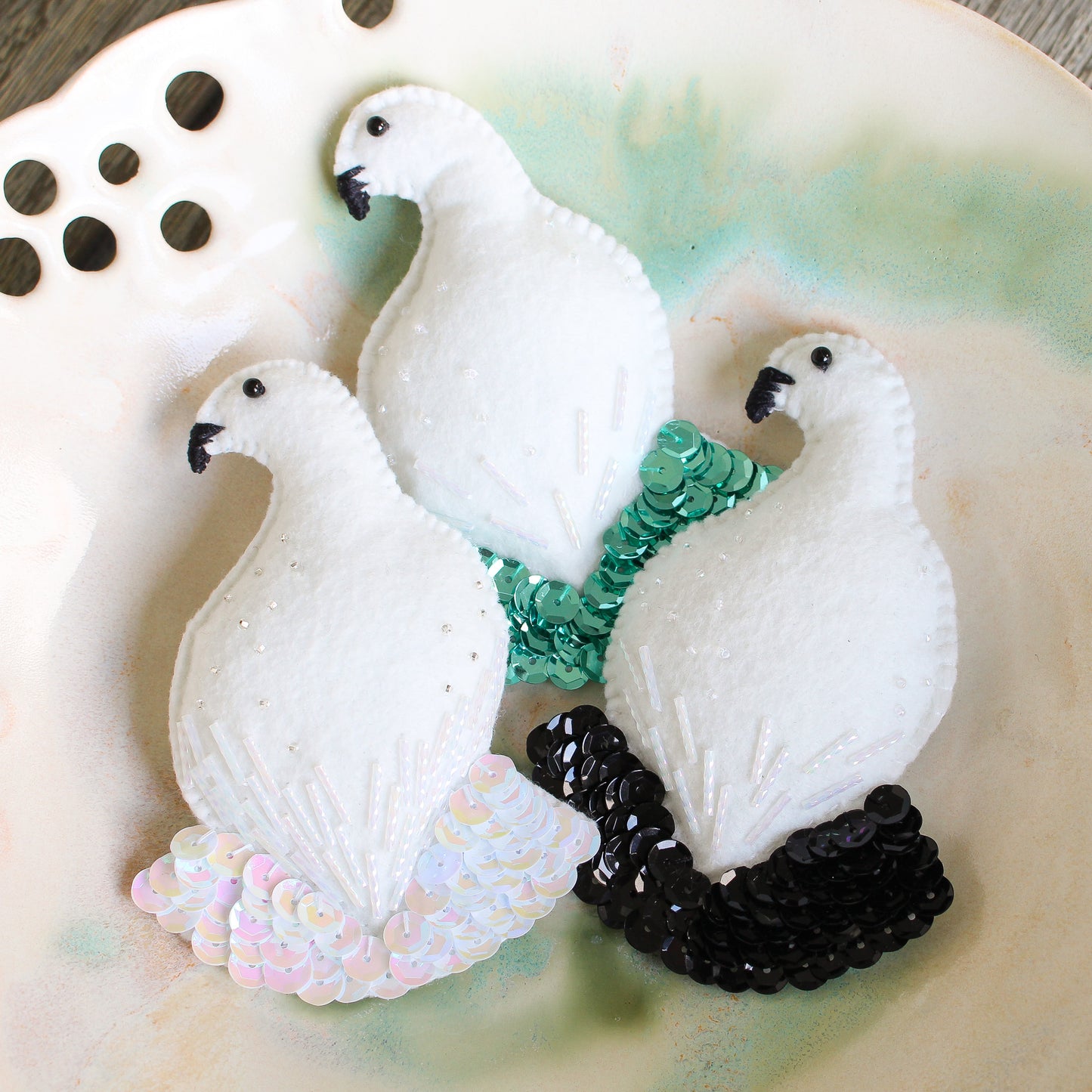 *Digital* Ptarmigan Bird Felt Ornament Pattern