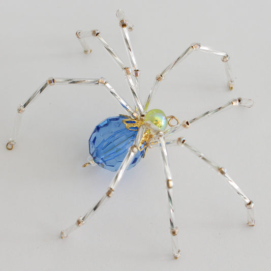 Beaded Spider Christmas Ornament Blue and Green (One of a Kind)