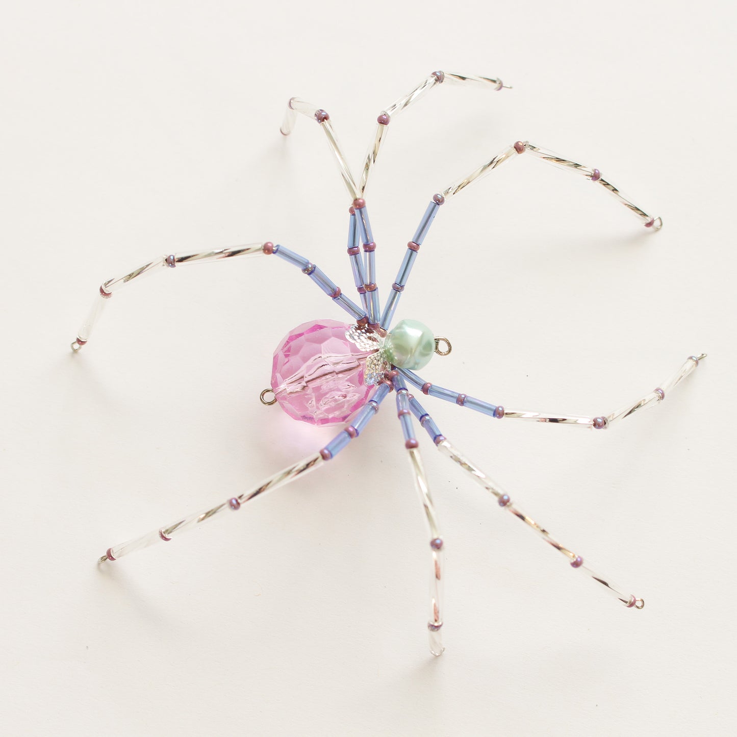 Beaded Spider Christmas Ornament Pink and Purple (One of a Kind - CUSTOM FOR JENA)