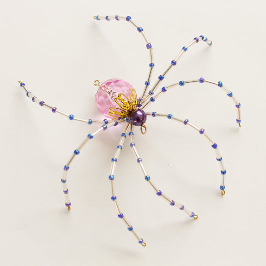 Beaded Spider Christmas Ornament Pink and Purple (One of a Kind)