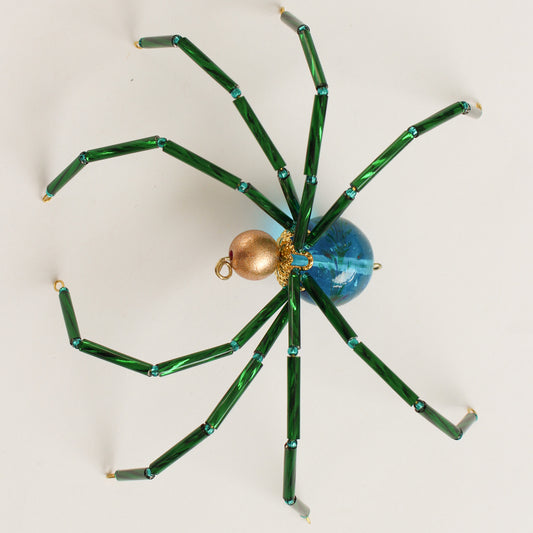 Beaded Spider Christmas Ornament Teal and Green (One of a Kind)