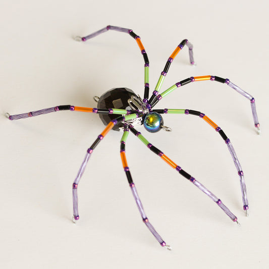 Beaded Spider Christmas Ornament Black and Purple (Custom for Kathy - One of a Kind)