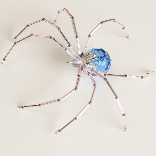 Beaded Spider Christmas Ornament Blue, Lavender and Pink (One of a Kind)
