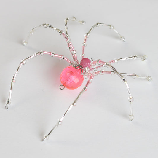 Beaded Spider Christmas Ornament Bright Pink (One of a Kind)