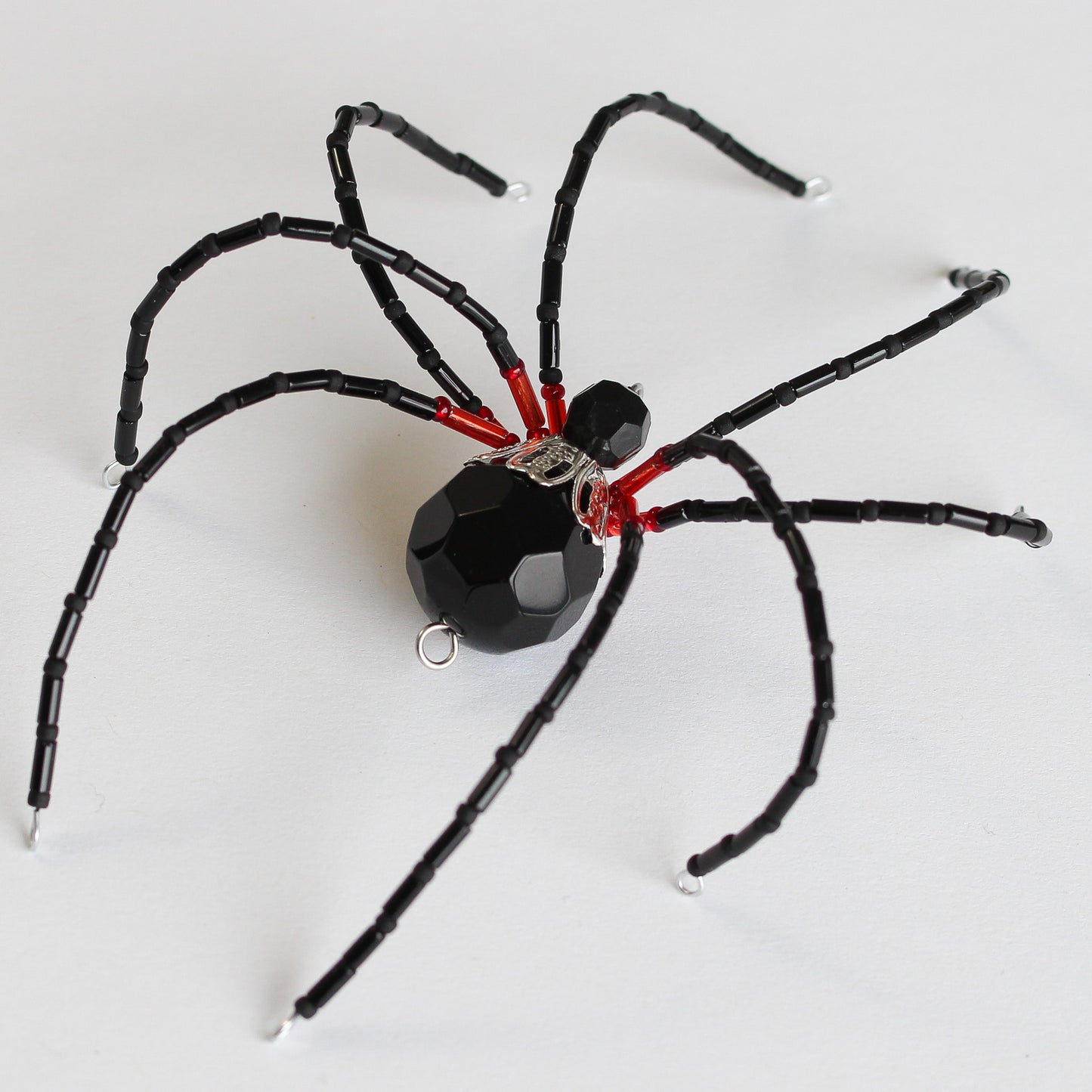 Beaded Spider Christmas Ornament Black and Red (Custom for Jeff - One of a Kind)