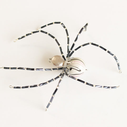 Beaded Spider Christmas Ornament Marbled Pink (One of a Kind)