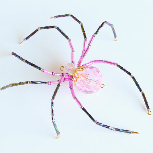Beaded Spider Christmas Ornament Pinks and Jewel Tones (One of a Kind)