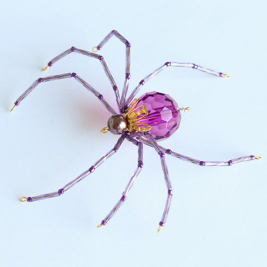 Beaded Spider Christmas Ornament Plum and Purples (One of a Kind)