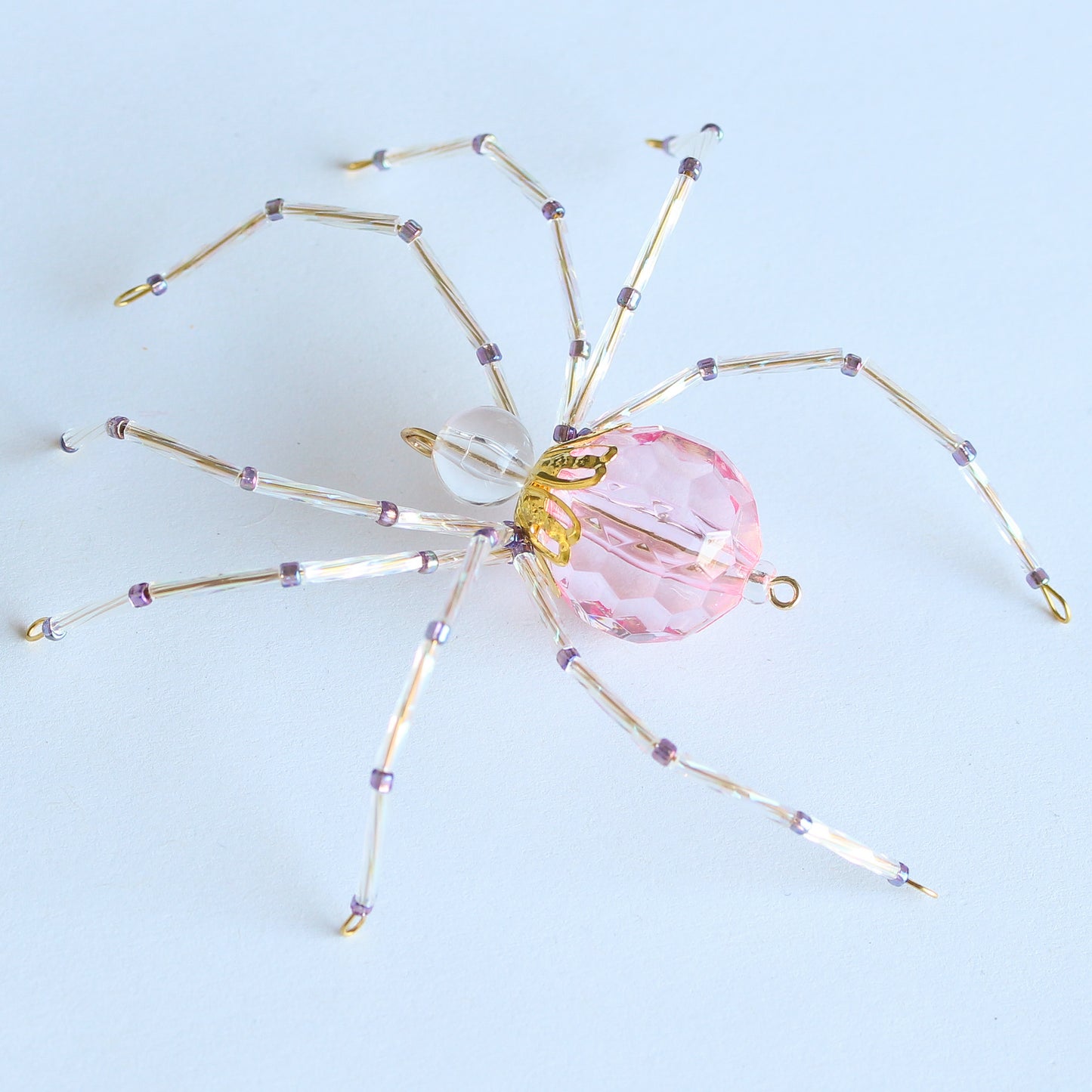 Beaded Spider Christmas Ornament Pink and Lavender (One of a Kind)