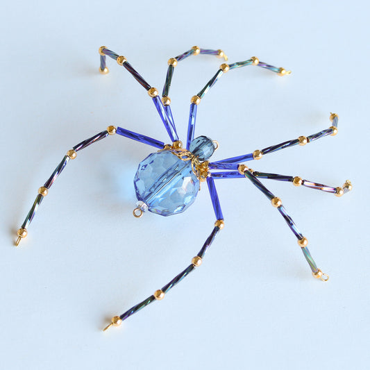Beaded Spider Christmas Ornament Navy and Blue (One of a Kind)