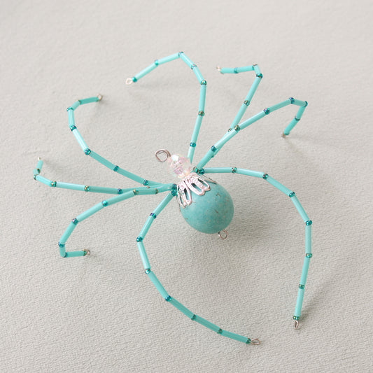 Beaded Christmas Spider Ornament - Aqua