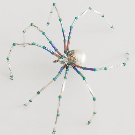 Beaded Spider Christmas Ornament Pastels and Pearl (One of a Kind)